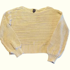 GAP cream vintage 90’s SOFT cozy cotton chunky boxy knit scoop neck sweater SZ-L
